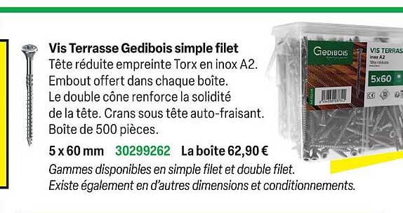 vis terrasse gedibois simple filet