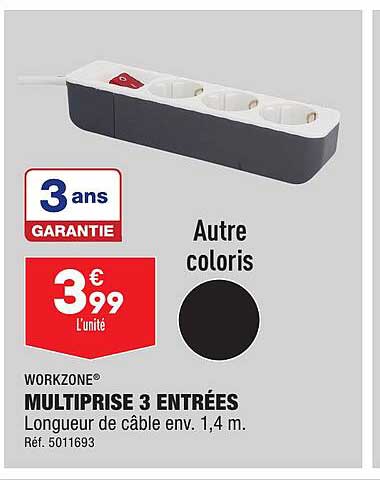 workzone multiprise 3 entrées