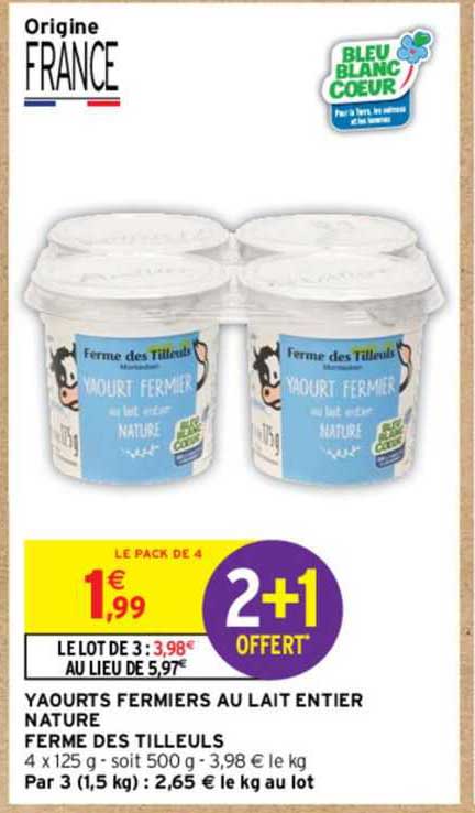 Yaourt Fermiers Au Lait Entier Nature Ferme Des Tilleuls