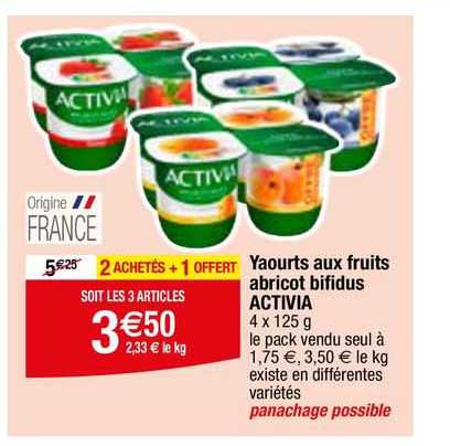 Yaourts Aux Fruits Abricot Bifidus Activia