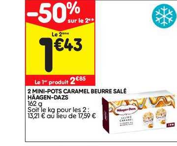 2 mini-pots caramel beurre salé häagen-dazs