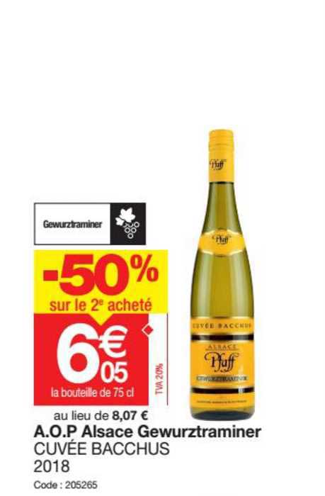 a.o.p. alsace gewurztraminer cuvée bacchus -50% sur le 2e acheté
