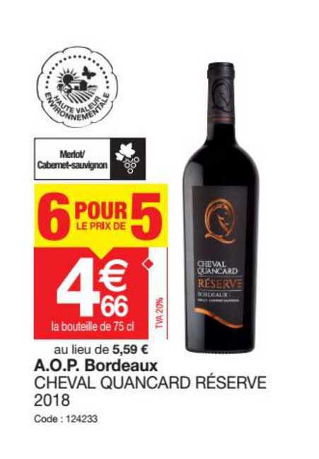 a.o.p. bordeaux cheval quancard réserve 2018