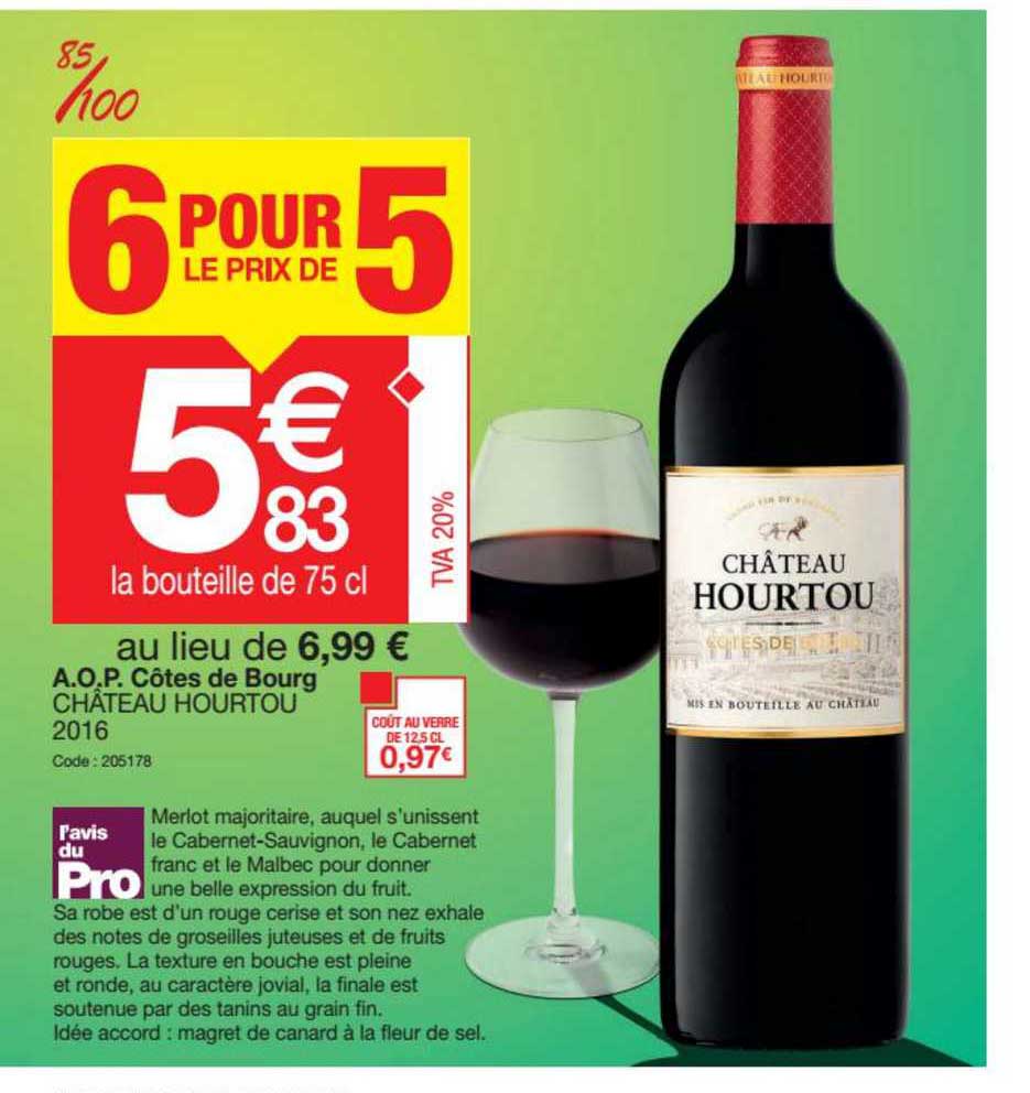 a.o.p. côtes de bourg château hourtou 2016