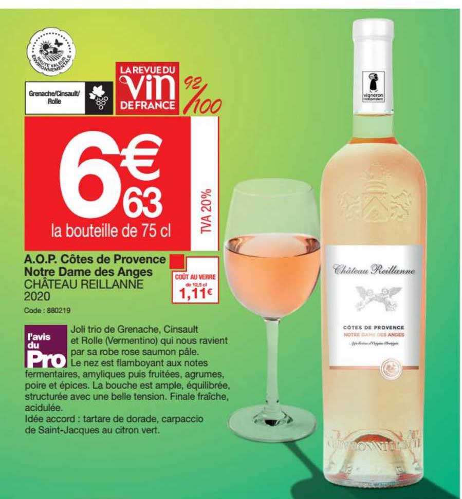 a.o.p. côtes de provence notre dame des anges château reillanne 2020