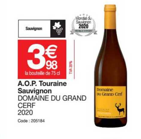 a.o.p. touraine sauvignon domaine du grand cerf 2020