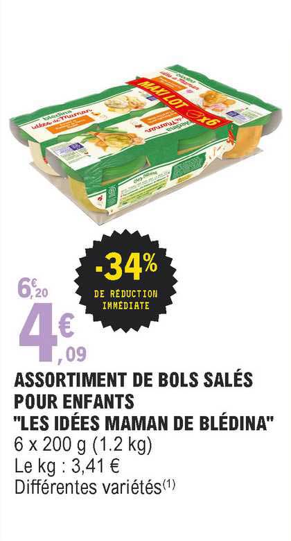 assortiment  de bols salés pour enfants "les idée maman de blédina"