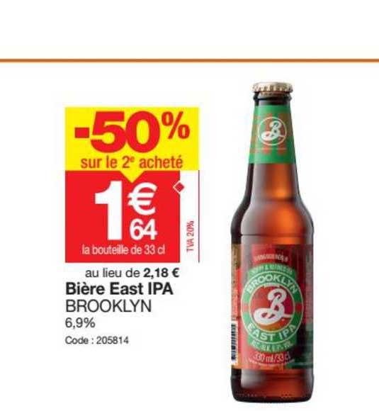 bière east ipa brooklyn 6.9% -50% sur le 2e acheté