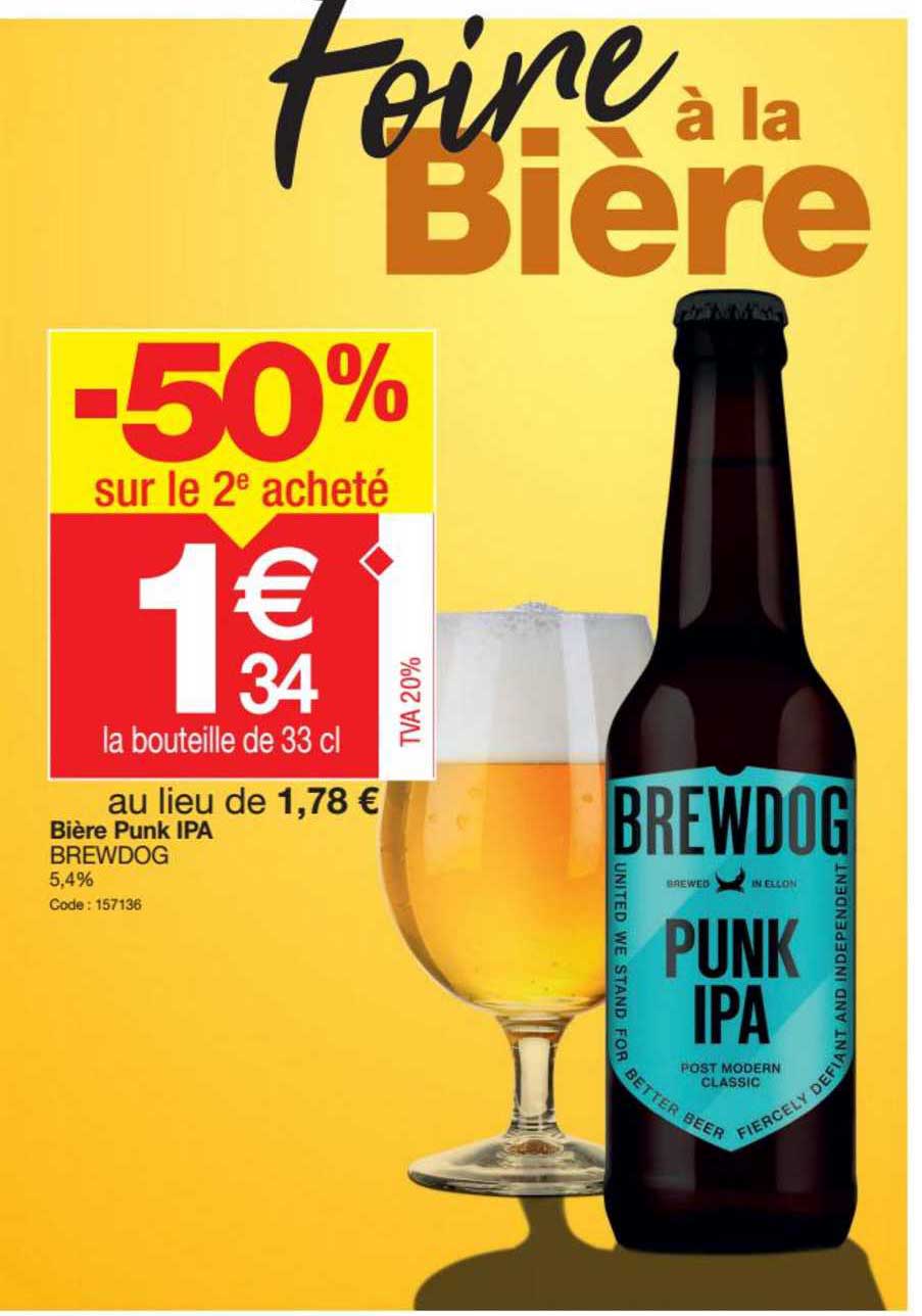 bière punk  ipa brewdog 5.4% -50% sur le 2e acheté