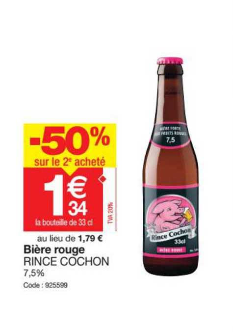 bière rouge rince cochon -50% sur le 2e acheté