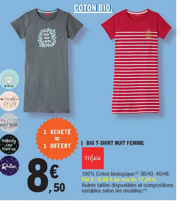 big t-shirt nuit femme tissaia