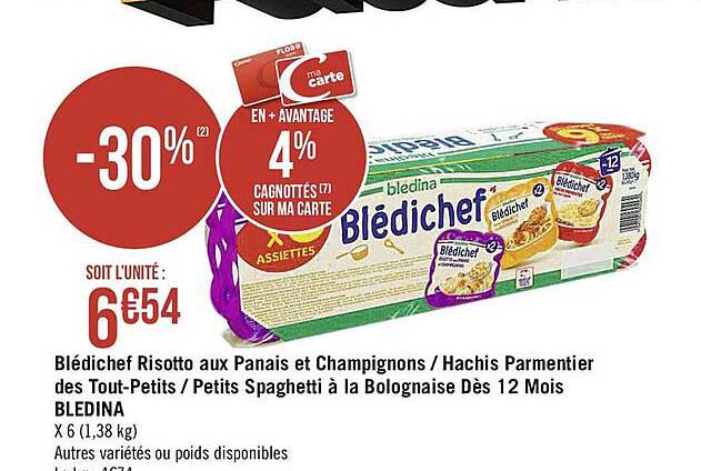 blédichef risotto aux panais et champignons - hachis parmentier des tout-petits - petits spaghetti à la bolognaise dès 12 mois blédina