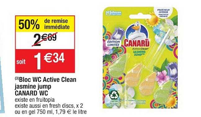 bloc wc active clean jasmine jump canard wc