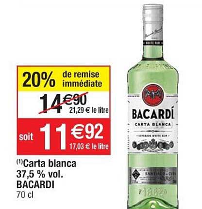 carta blanca 37,5% vol. bacardi