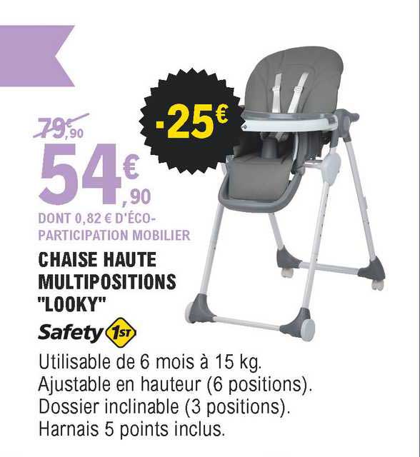 chaise haute multipositions "looky" safety 1st