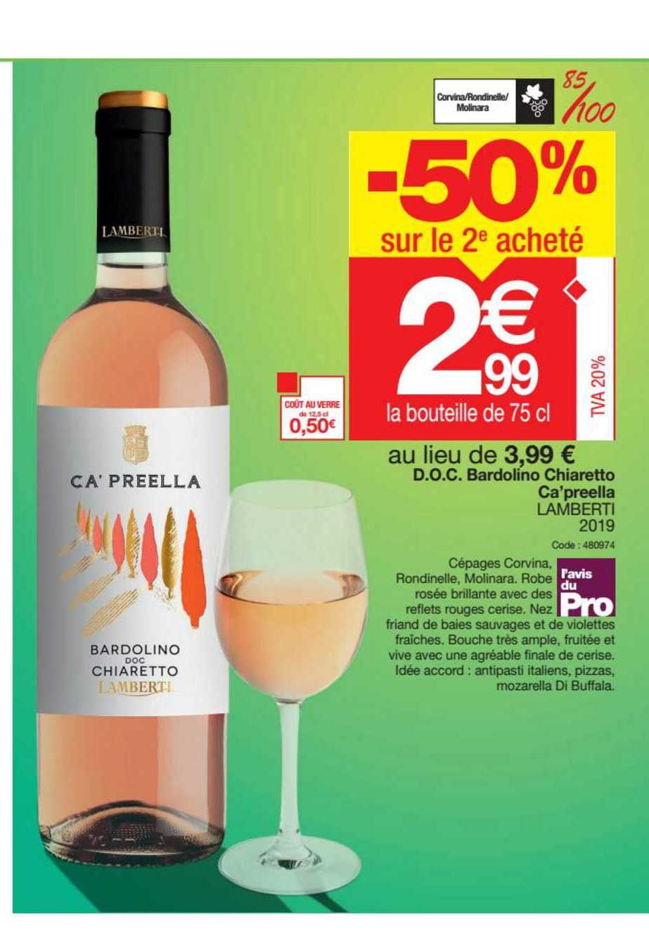 d.o.c. bardolino chairetto ca'preela lamberti 2019 -50% sur le 2e acheté