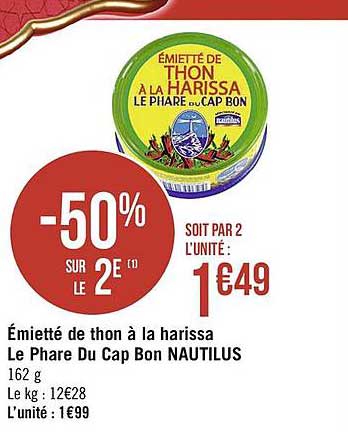 émietté de thon à la harissa le phare du cap bon nautilus