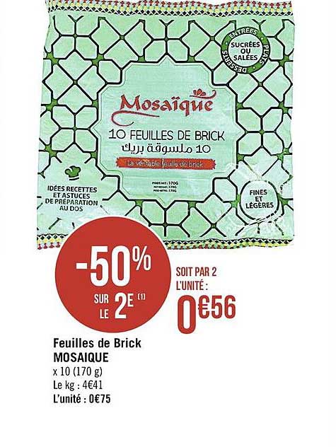 feuilles de brick mosaique