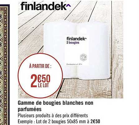 gamme de bougies blanches non parfumées finlandek^
