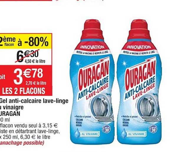 gel anti-calcaire lave-linge ouragan