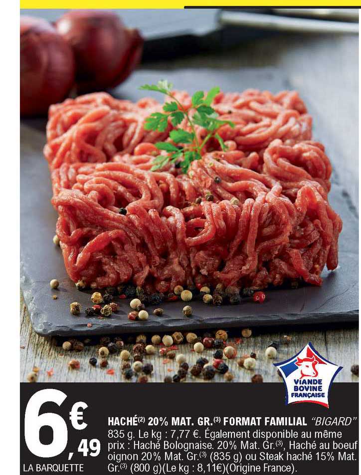 haché 20% mat. gr. format familial "bigard"