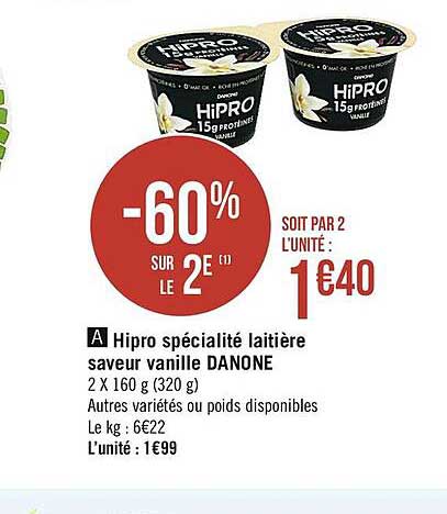 Hipro Spécialité Laitière Saveur Vanille Danone