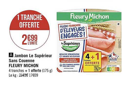 jambon le supérieur sans couenne fleury michon