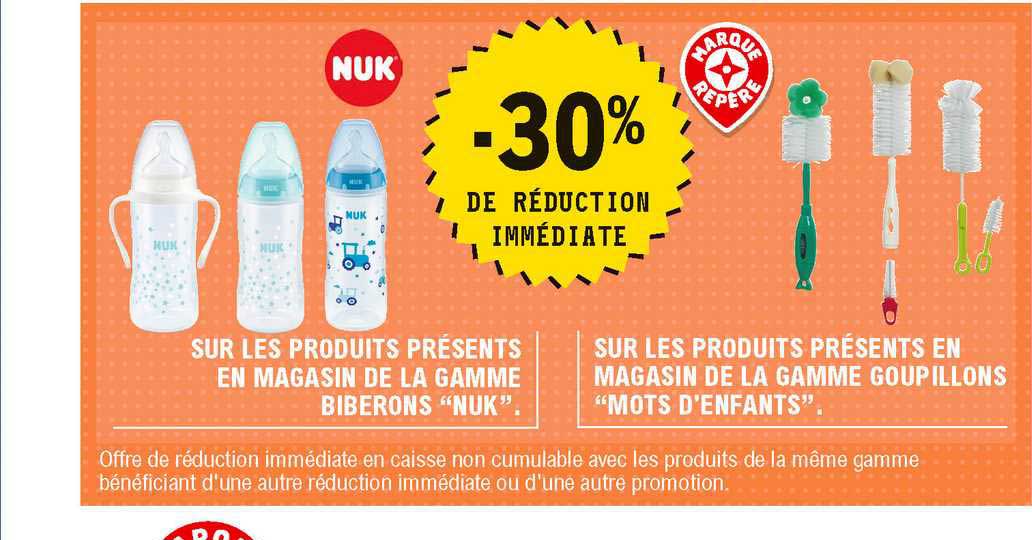 la gamme bibrons "nuk", la gamme goupillons "mots d'enfants"