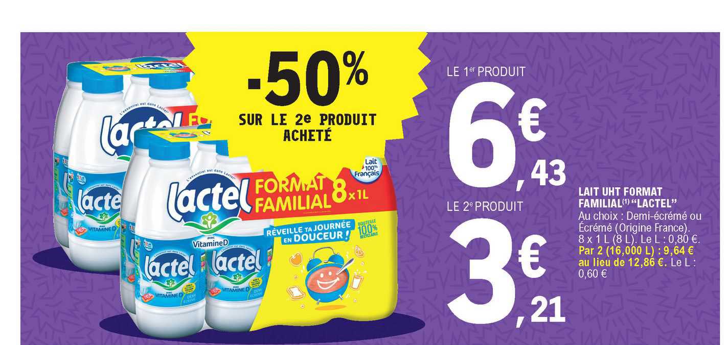 lait uht format familial "lactel"