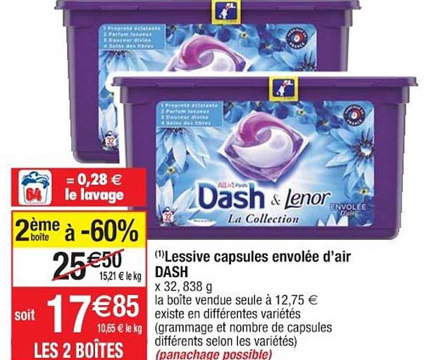 lessive capsules envolée d'air dash