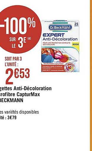 lingettes anti-décoloration microfibre capturmax dr.beckmann