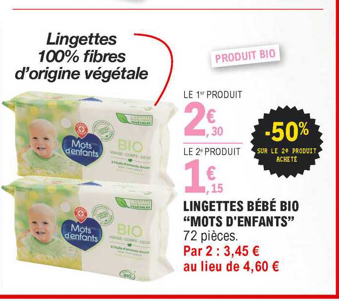 lingettes bébé bio "mots d'enfants"