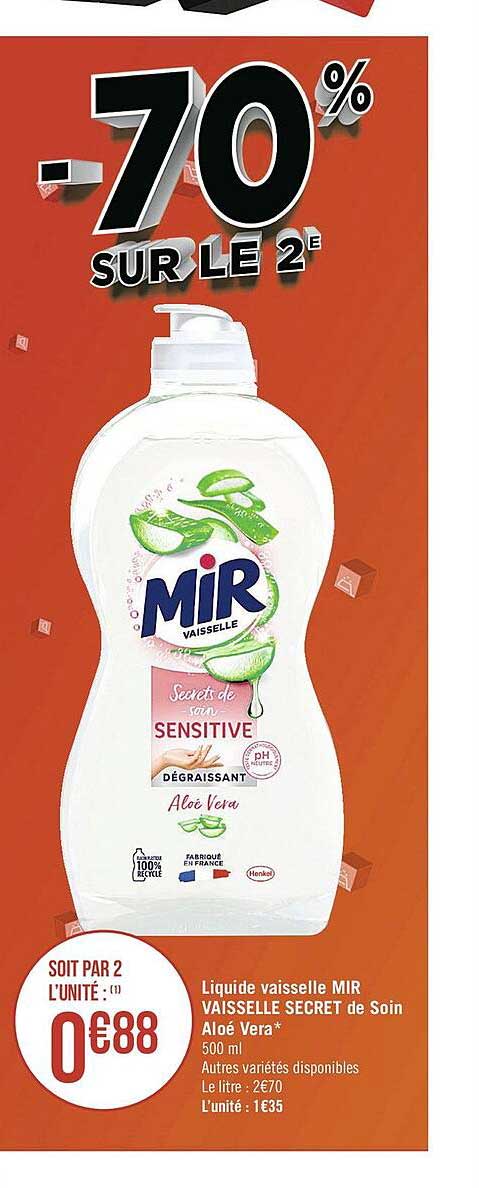 Liquide Vaisselle Mir Vaisselle Secret De Soin Aloé Vera
