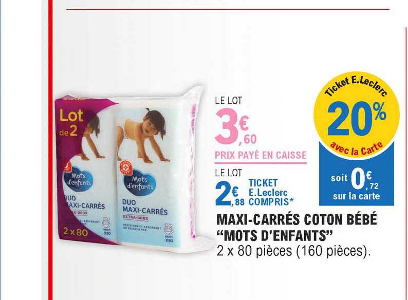 maxi-carrés coton bébé "mots d'enfants"