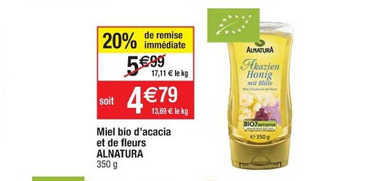 miel bio d'acacia et de fleurs alnatura