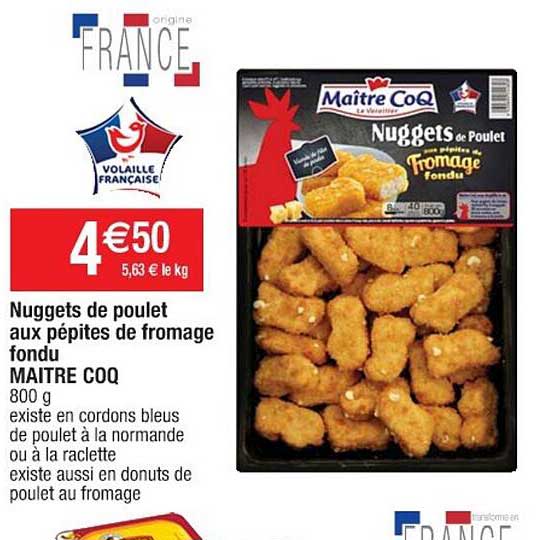 Nuggets De Poulet Aux Pépites De Fromage Fondu Maître Coq