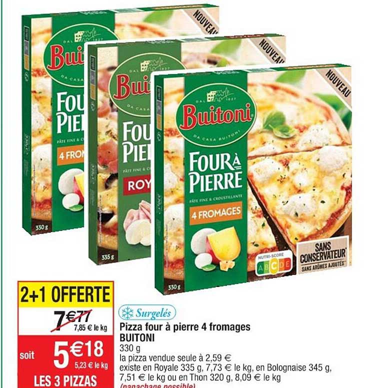 Pizza Four à Pierre 4 Fromages Buitoni