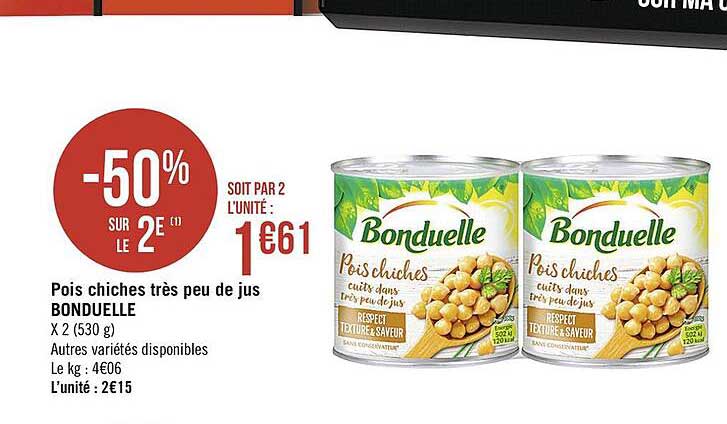 pois chiches très peu de jus bonduelle
