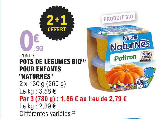 pots de légumes bio pour enfants "naturenes"