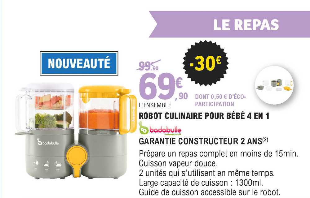 robot culinaire pour bébé 4 en 1 badabulle