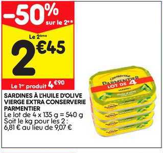 sardines à l'huile d'olive vierge extra conserverie parmentier