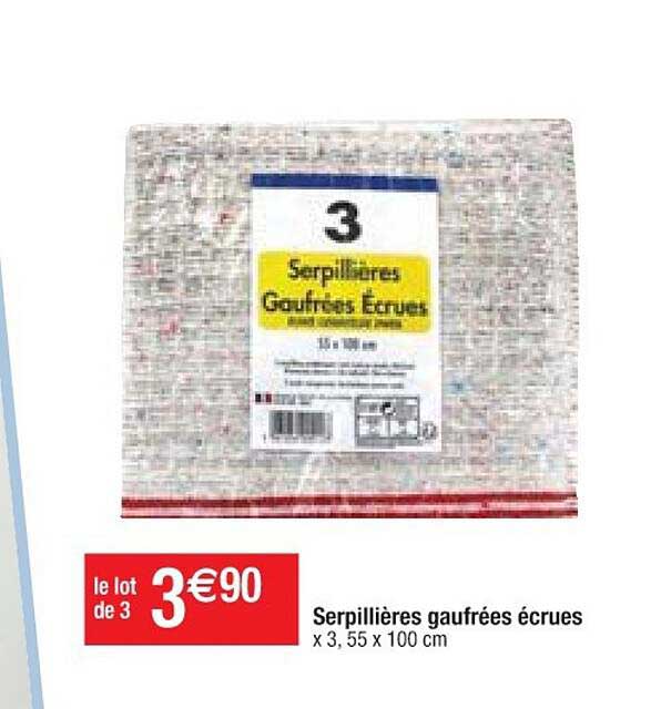 serpillières gaufrées écrues