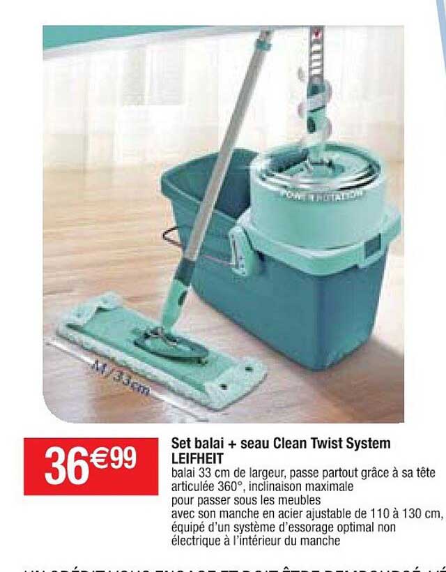Set Balai + Seau Clean Twist System Leifheit