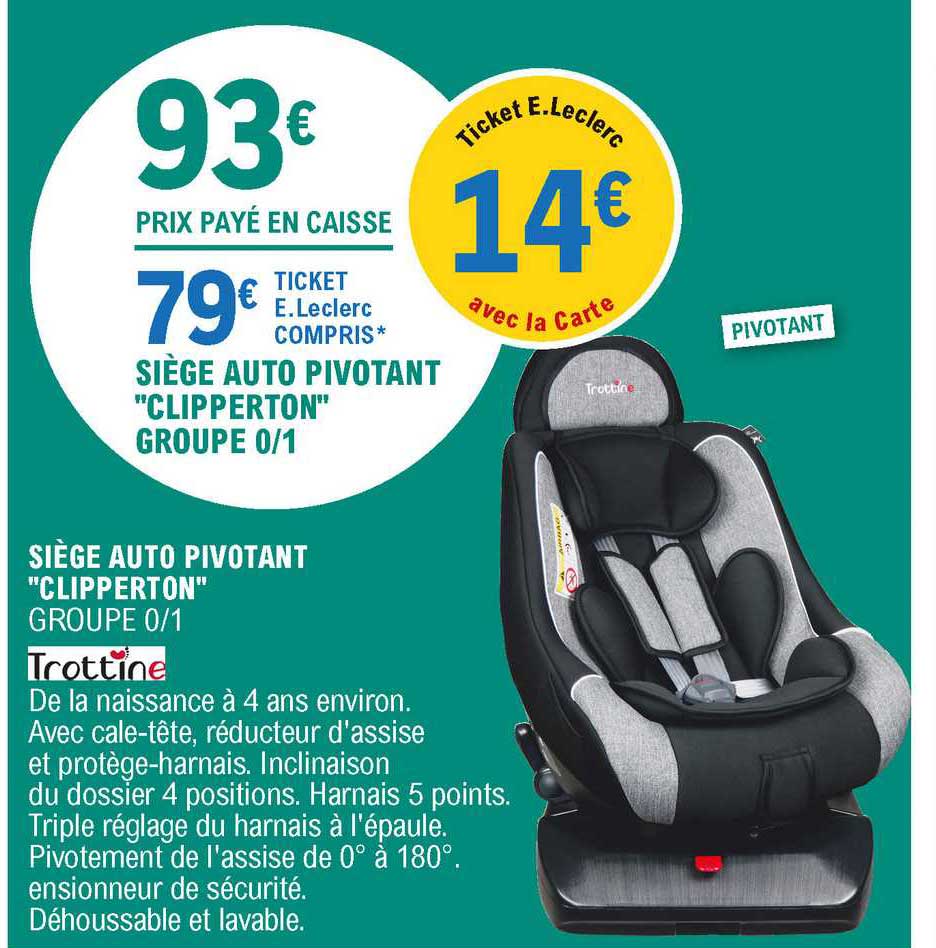 siège auto pivotant "clupperton" groupe 0-1 trottine