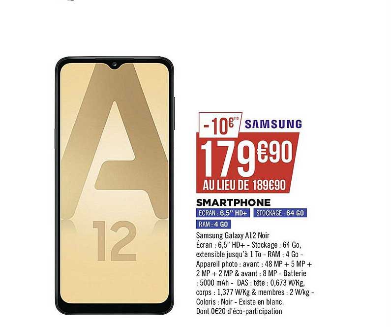 smartphone samsung galaxy a12 noir