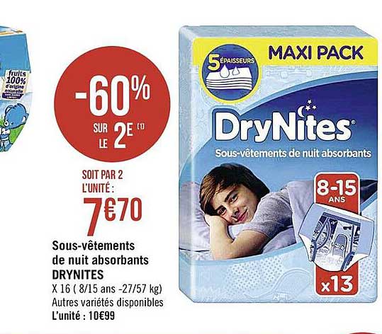 sous-vêtements de nuit absorbants drynites