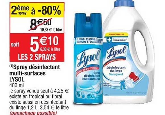 spay désinfectant multi-surfaces lysol