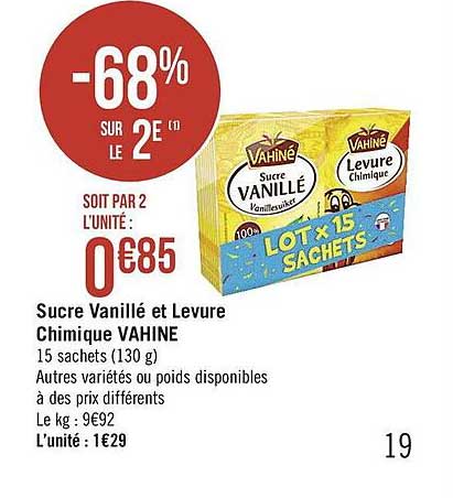 sucre vanillé et levure chimique vahiné