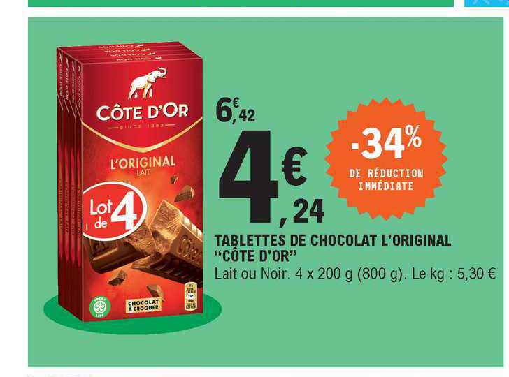 Tablettes De Chocolat L'original "côte D'or"
