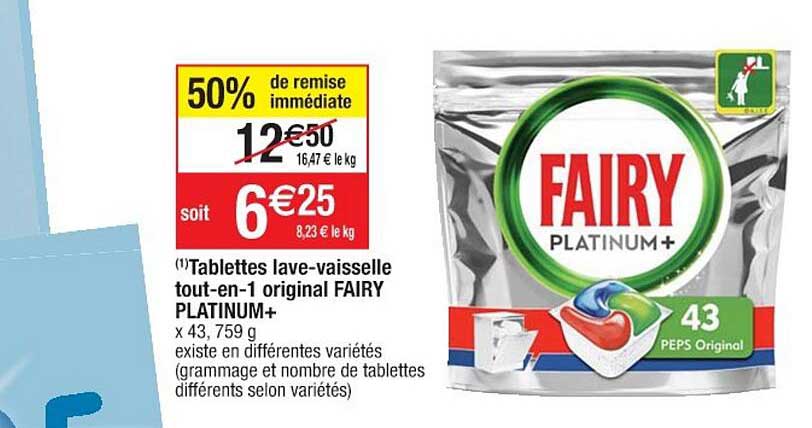 tablettes lave-vaisselle tout-en-1 original fairy platinum+